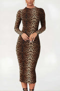 Leona | Elegante Luipaard-Print Midi-jurk – Wild & Stijlvol