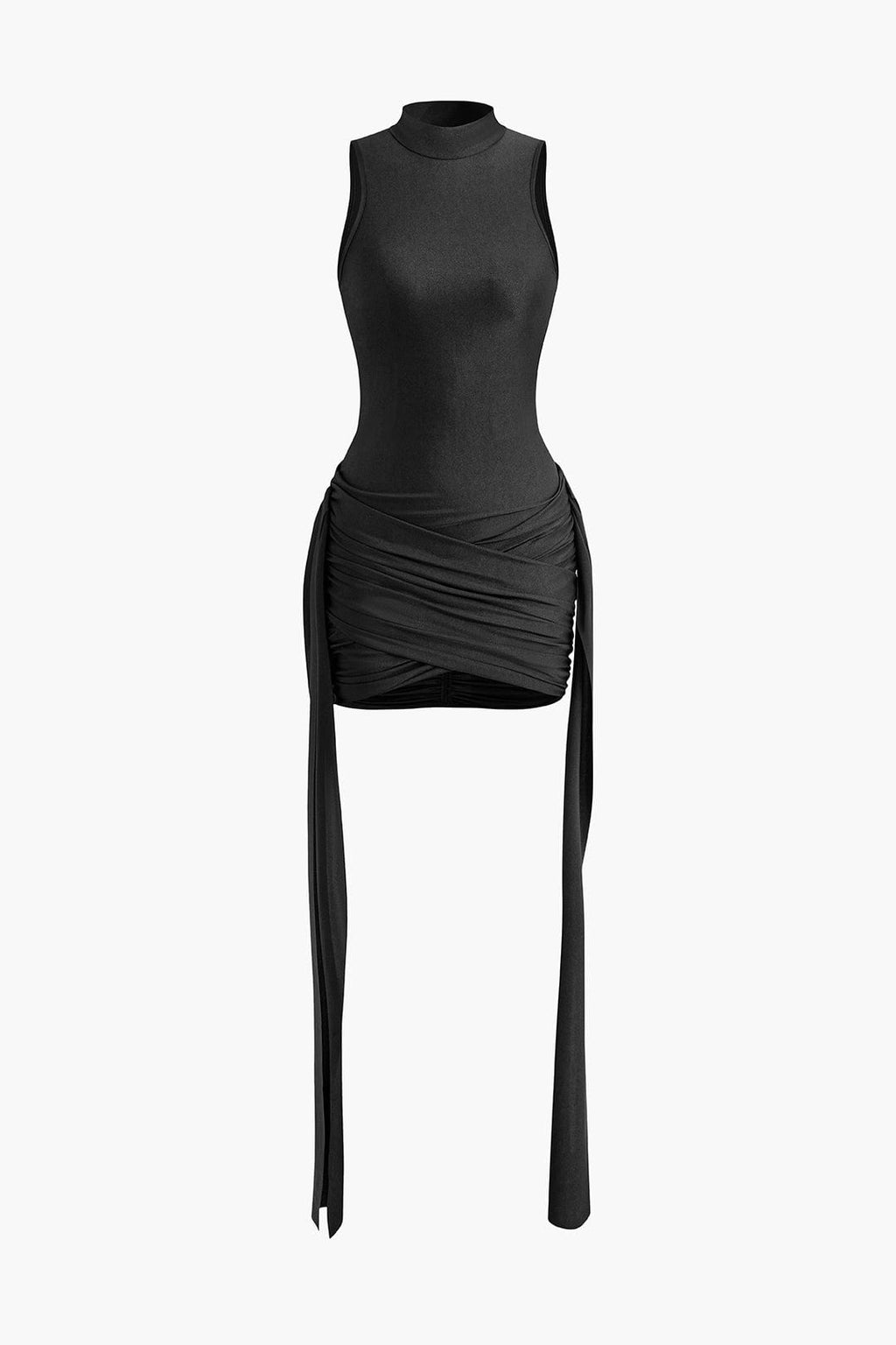 Vera | Elegante Hoge Hals Bodycon Minikleed met Drapering
