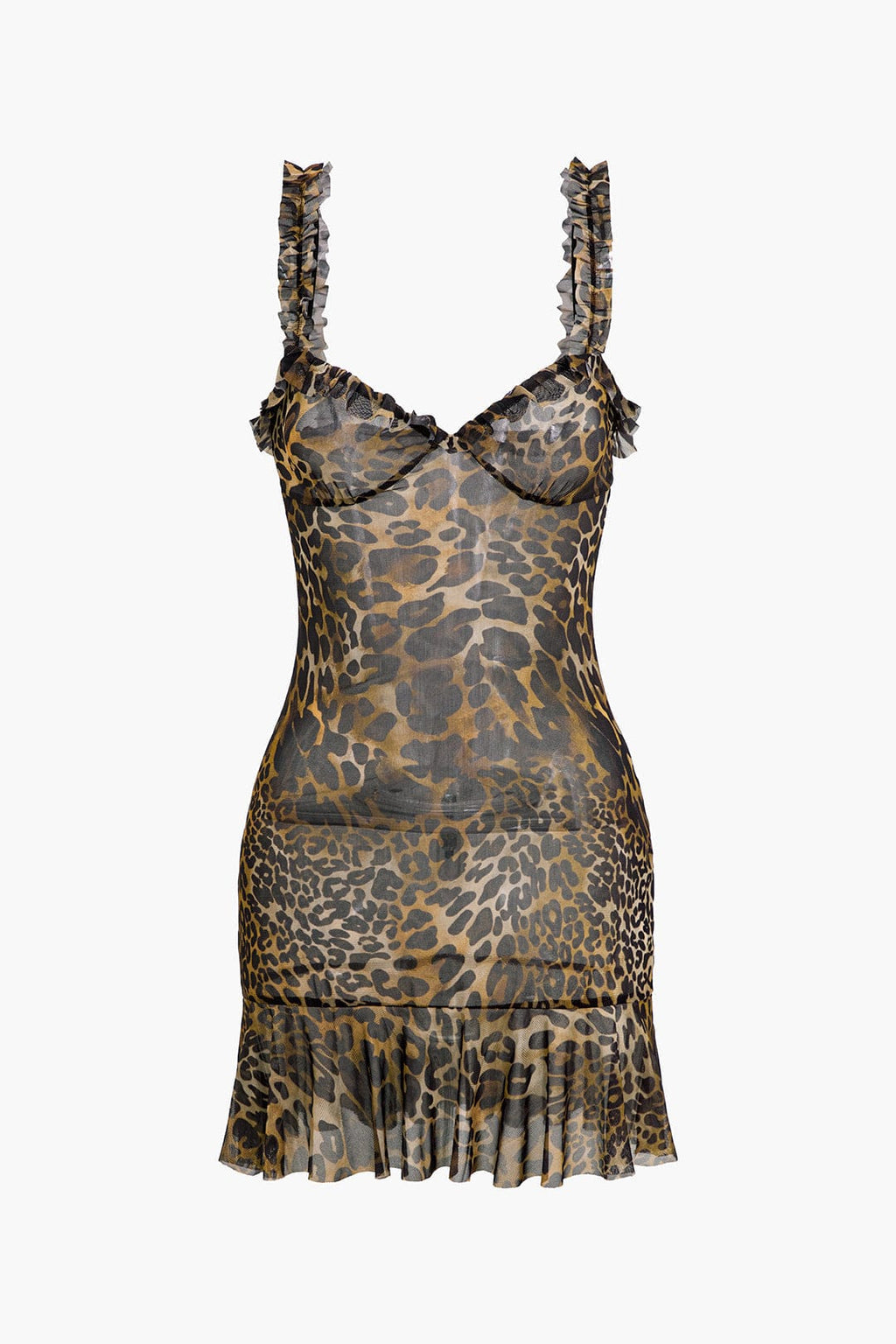 Savanna | Wild Leopard Mini-jurk met Ruches – Verleidelijke Dierenprint