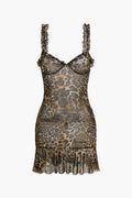 Savanna | Wilde Leoprint Minikleed met Rimpels – Verleidelijk Dierenprint