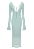 Maya | Spitzen Front Lange Mouwen Mintgroene Glitters Jurk Dames