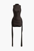 Vera | Elegante Hoge Hals Bodycon Minikleed met Drapering