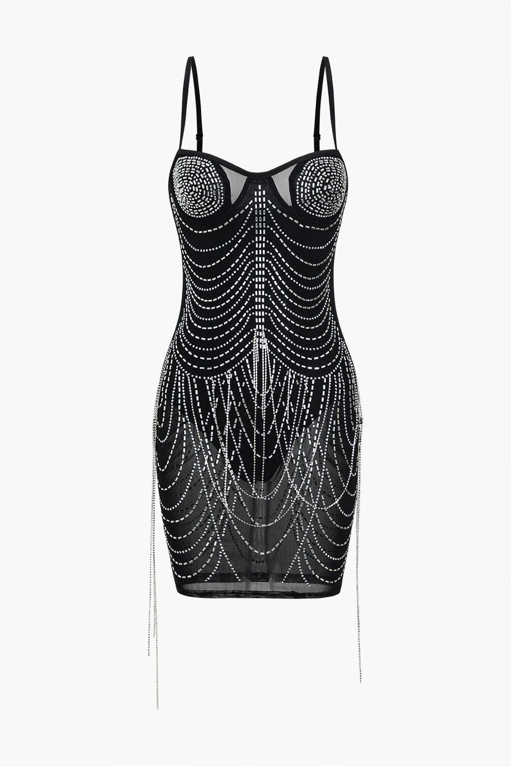Celeste | Strass-bespatte Mesh Mini-jurk – Glanzende glamour voor onvergetelijke nachten