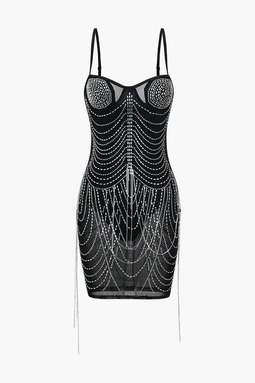 Celeste | Strass-bespatte Mesh Mini-jurk – Glanzende glamour voor onvergetelijke nachten